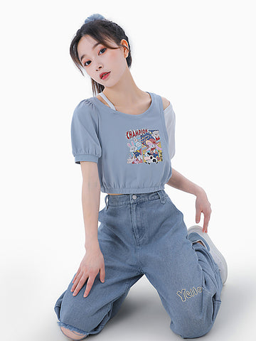 Champion Two-Tone Crop Top-Shirts & Tops-ntbhshop