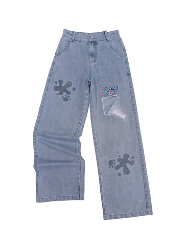 Stitch Distressed Jeans-Pants-ntbhshop