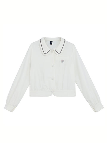 Hana Jk Uniform Crop Blouse-Shirts & Tops-ntbhshop