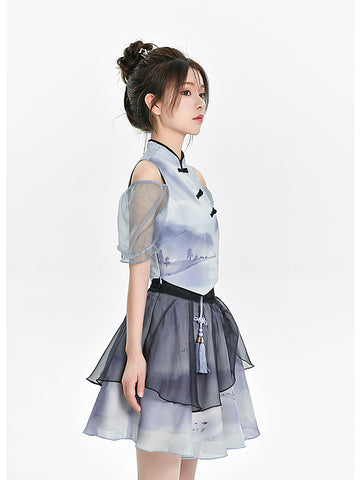 Feng Shui Tie-dye Crop Top & Skirt-Outfit Sets-ntbhshop