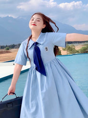 Sweet Blue Polo Dress-Sets-ntbhshop