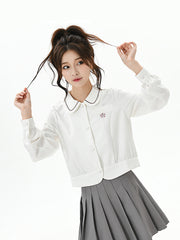 Hana Jk Uniform Crop Blouse-Shirts & Tops-ntbhshop