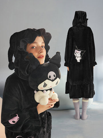 Kuromi Fleece Nightgown-Pajamas-ntbhshop