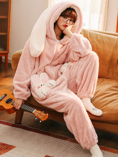 Pink Bunny Fleece Pajamas-Pajamas-ntbhshop