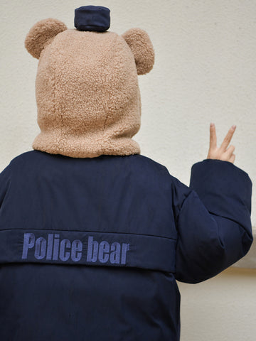 Police Bear Hooded Scarf & Down Jacket-Scarf-ntbhshop
