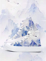 Blue Landscape High Top Shoes-Canvas Shoes-ntbhshop