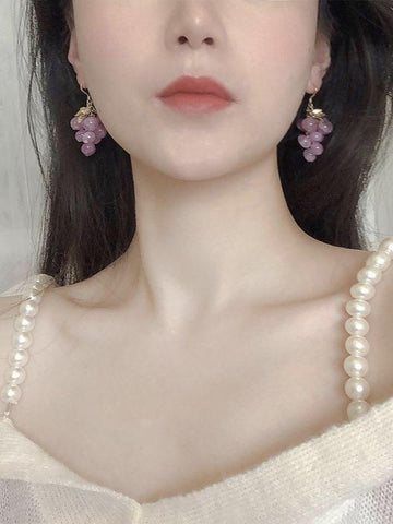 Crystal Grapes Earrings & Ear Clips-Earrings-ntbhshop