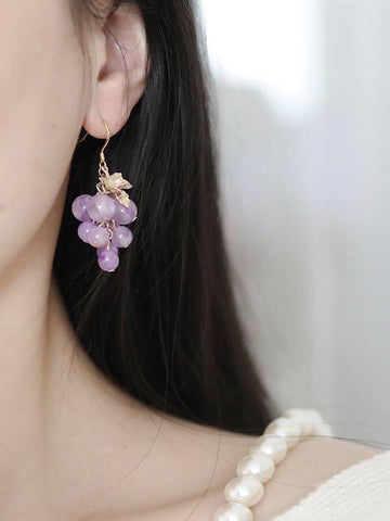 Crystal Grapes Earrings & Ear Clips-Earrings-ntbhshop