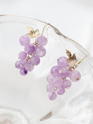 Crystal Grapes Earrings & Ear Clips-Earrings-ntbhshop