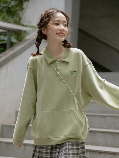 Green Butterfly Polo-Sweatshirt-ntbhshop