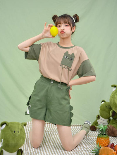 Green Monster Tee & Shorts-Sets-ntbhshop