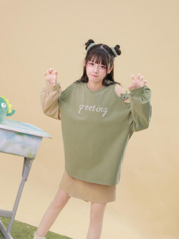 Greeting Monster Sweatshirt & Mini Skirt-Sets-ntbhshop