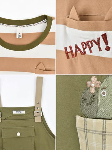 Happy Cactus Tee & Overall Shorts-Outfit Sets-ntbhshop