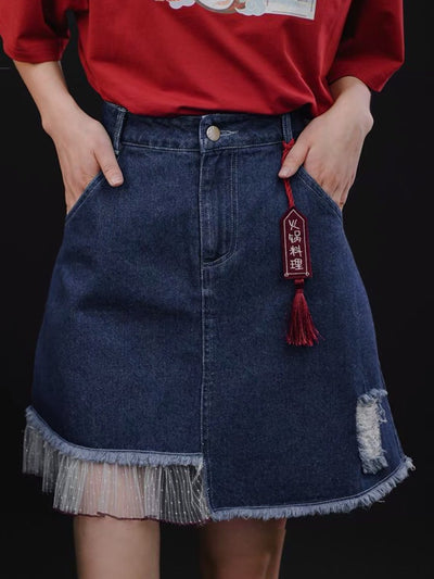 Hot Pot Denim Skirt-Sets-ntbhshop