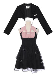 Amai-Chan Crop Blazer & Tulle Dress-Outfit Sets-ntbhshop