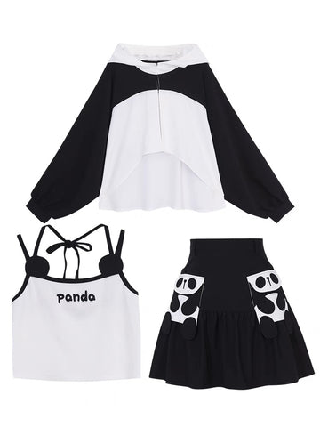Papi Panda Jacket, Camisole & Skirt-Outfit Sets-ntbhshop