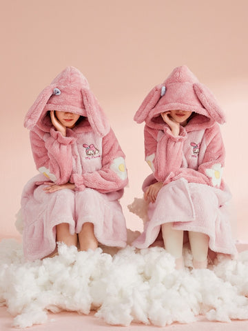 Kuromi My Melody Cinnamonroll Fleece Nightgowns-Pajamas-ntbhshop