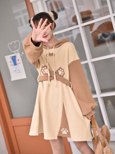 Brown Cat Hooded Dress-Dress-ntbhshop