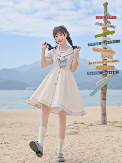 White Rabbit Sailor Collar Dress-Sets-ntbhshop