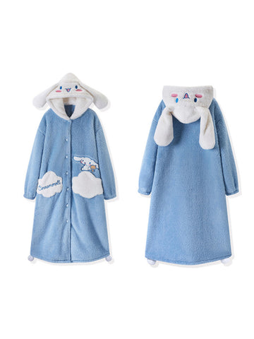 Kuromi My Melody Cinnamonroll Fleece Nightgowns-Pajamas-ntbhshop