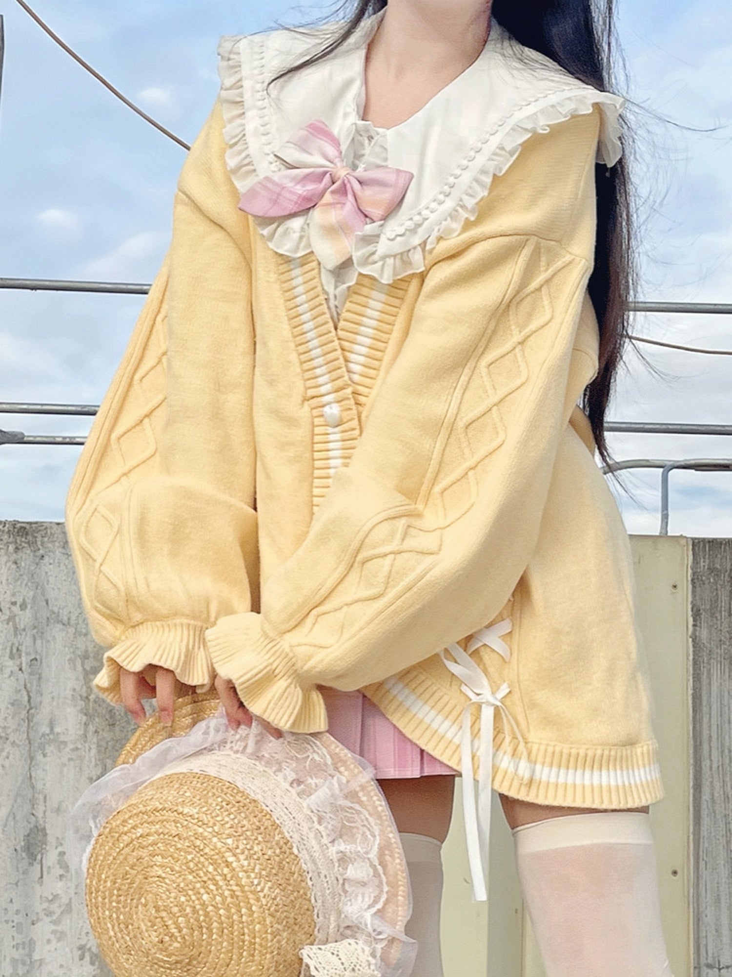 Seal Release Knit Bow Cardigan-ntbhshop