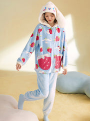 Strawberry Cinnamoroll Fleece Pajamas-Pajamas-ntbhshop