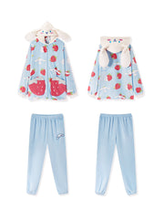 Strawberry Cinnamoroll Fleece Pajamas-Pajamas-ntbhshop