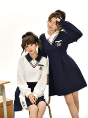 Royal School Long Sleeve Dress, Crop Top & Skirt-Outfit Sets-ntbhshop