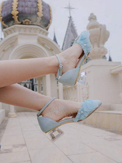 Cinderella Transparent Block Heel Sandals-Shoes-ntbhshop