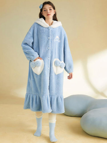 Kuromi My Melody Cinnamonroll Fleece Nightgowns-Pajamas-ntbhshop