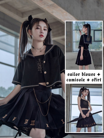 Planetary Hours Sailor Blouse, Camisole & Skirt-Sets-ntbhshop