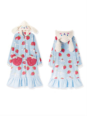 Strawberry Cinnamoroll Fleece Nightgown-Pajamas-ntbhshop
