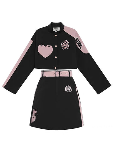 Racing Girl Crop Jacket & Mini Skirt-Outfit Sets-ntbhshop