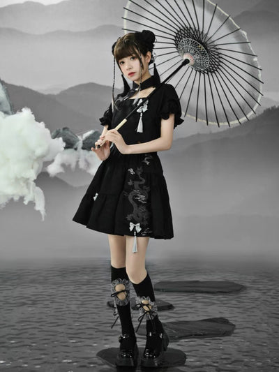 Feng Shui Cheongsam Crop Top & Skirt-Outfit Sets-ntbhshop