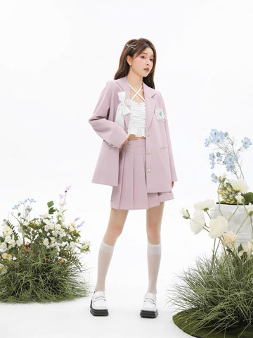 Love is Tulips Blazer & Pleated Skort-Outfit Sets-ntbhshop