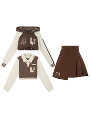 Rugby Hooded Jacket, Sweatshirt & Skirt-Outfit Sets-ntbhshop