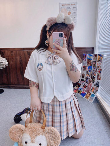 Jelly Bear Jk Uniform Skirt, Blouse & Bow Tie-Sets-ntbhshop