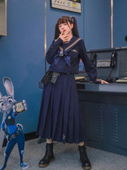 Judy Hopps Sailor Blouse & Midi Skirt-Sets-ntbhshop