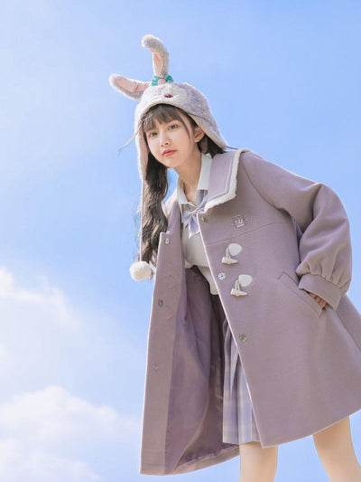 Lilac Bunny Wool Coat-Coat-ntbhshop