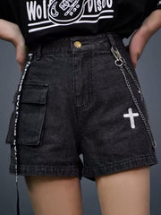 One-Star Denim Shorts-Shorts-ntbhshop