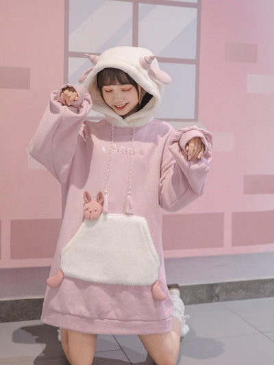 Pink Sheep Hoodie Dress-Sets-ntbhshop