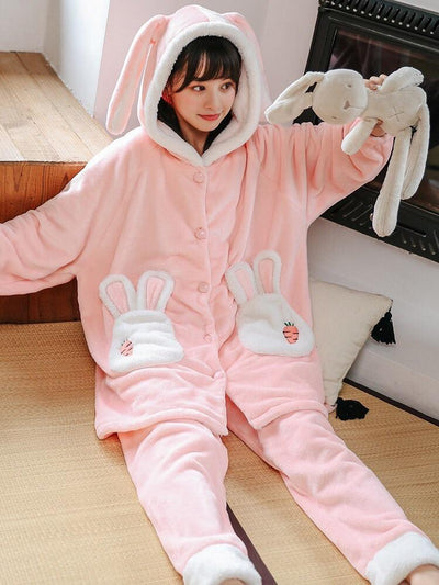 Pinky Bunny Fleece Pajamas-Pajamas-ntbhshop