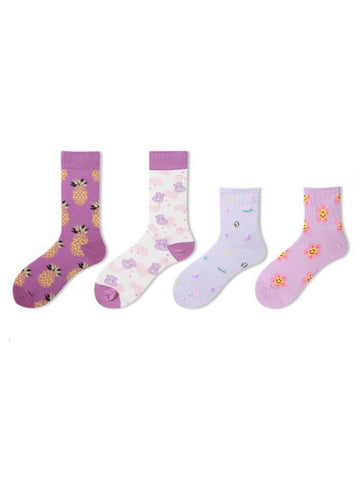 Purple Socks Set of 4-Socks-ntbhshop