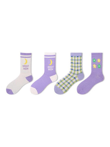 Purple Socks Set of 4-Socks-ntbhshop