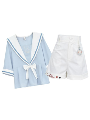 White Rabbit Blouse & Shorts-Sets-ntbhshop