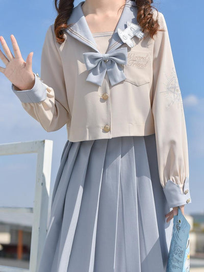 Wizard’s Friend JK Uniform Sailor Blouse & Midi Skirt-Sets-ntbhshop