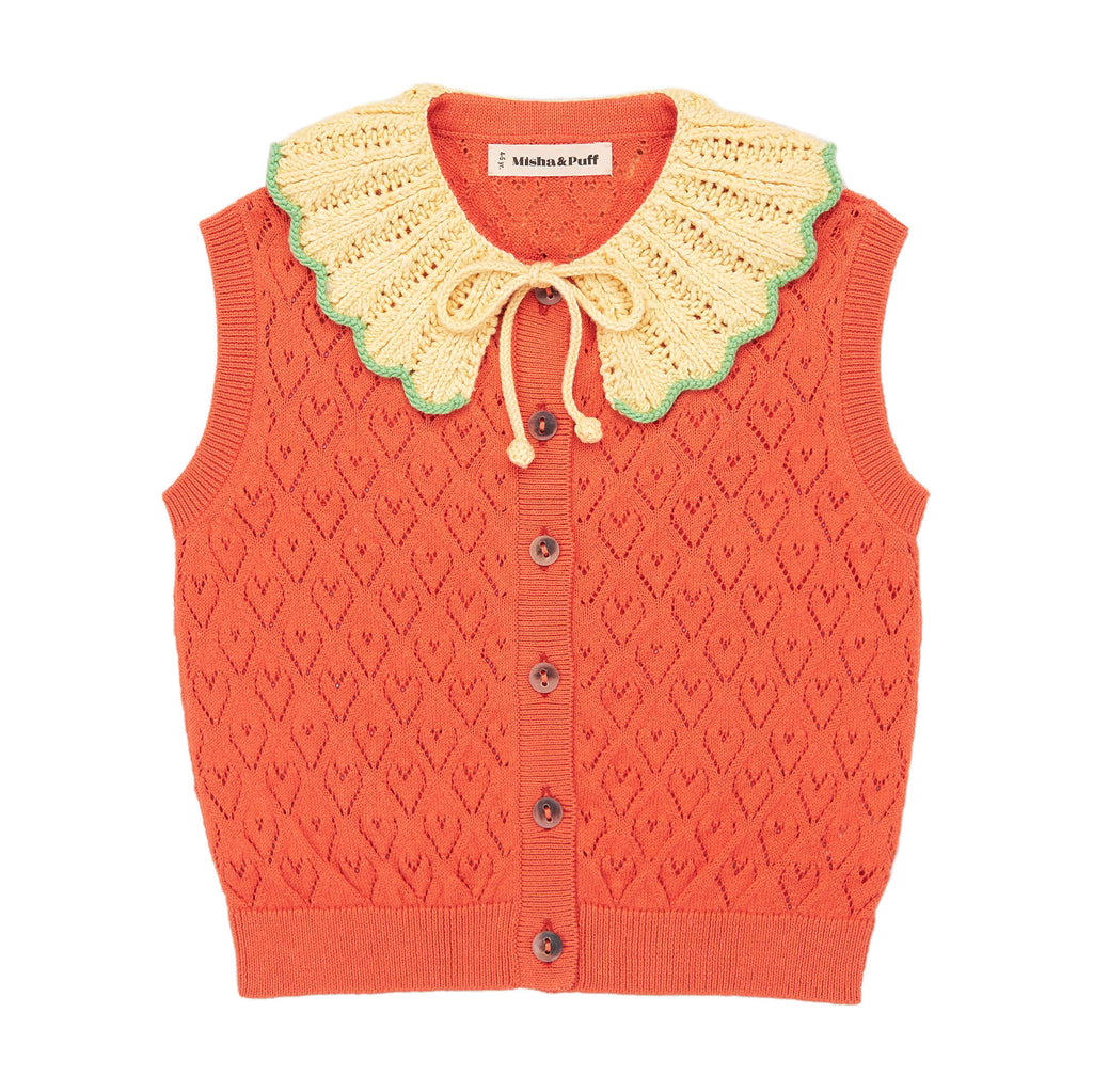 Misha and Puff Hearts Eyelet Zoe Vest · Melon