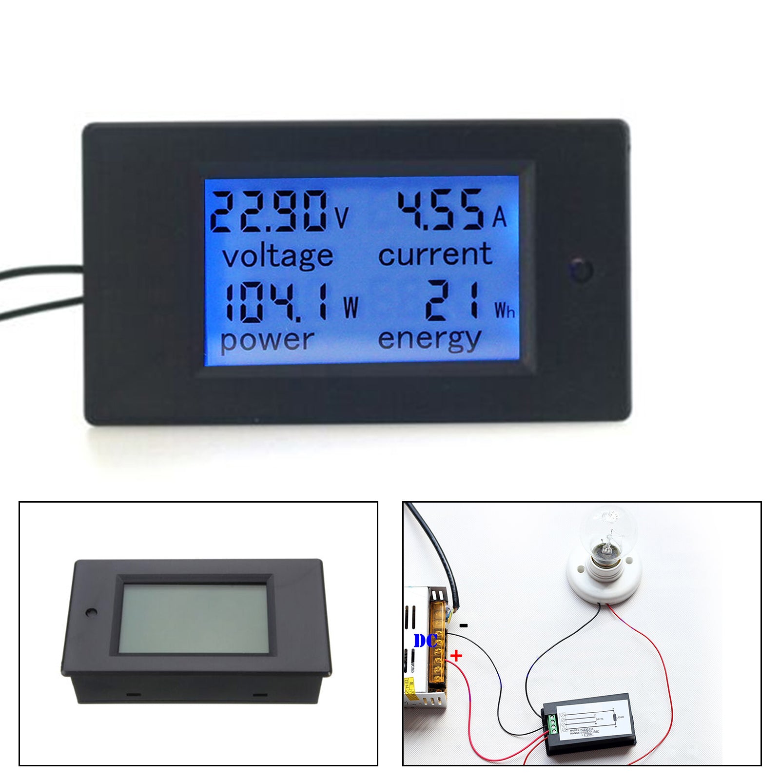 NEW DC 20A 100V LCD Digital Voltage Watt Current Power Meter Ammeter Voltmeter 
