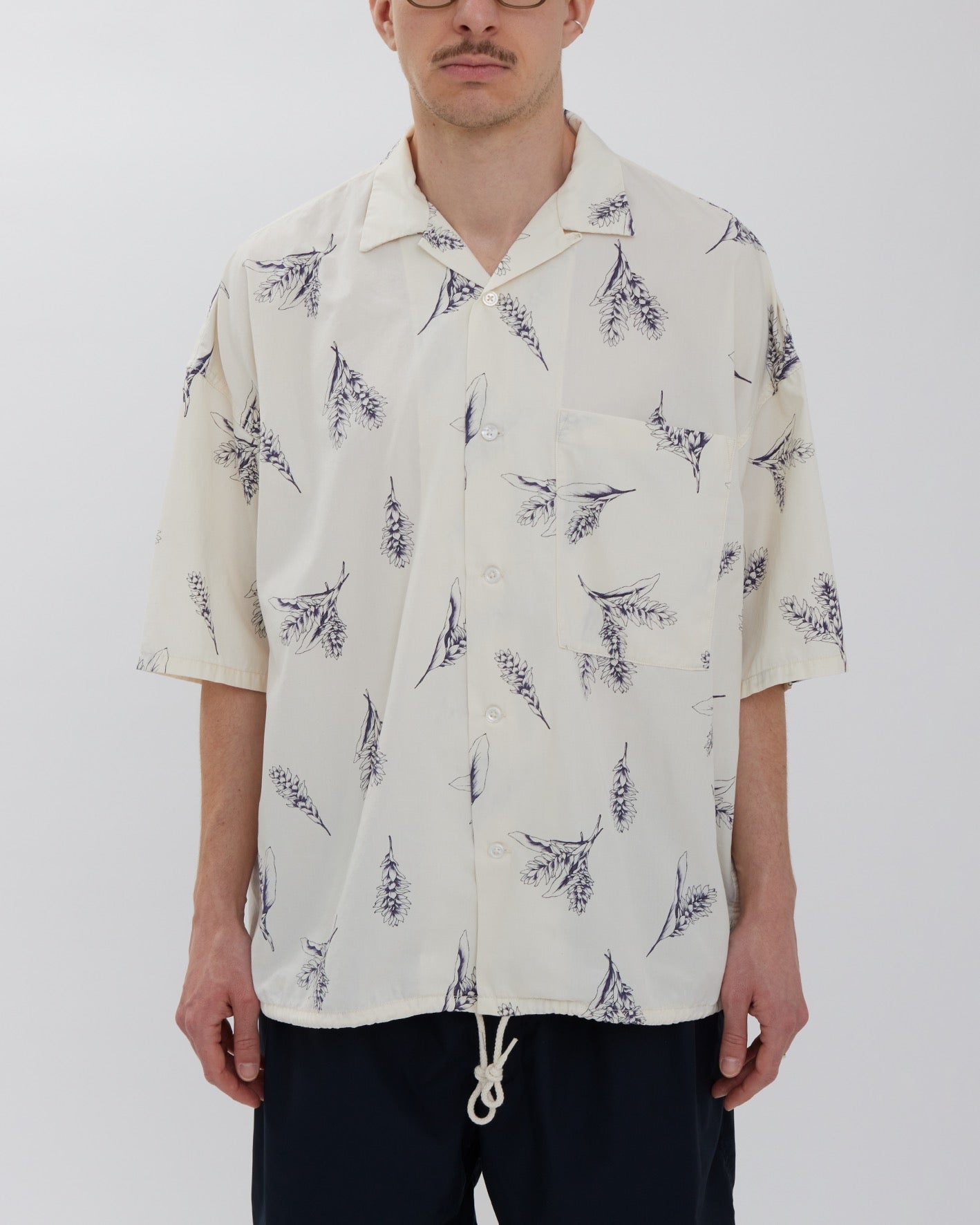 Nanamica Men's Open Collar Wind H/S Shirt (Ecru)