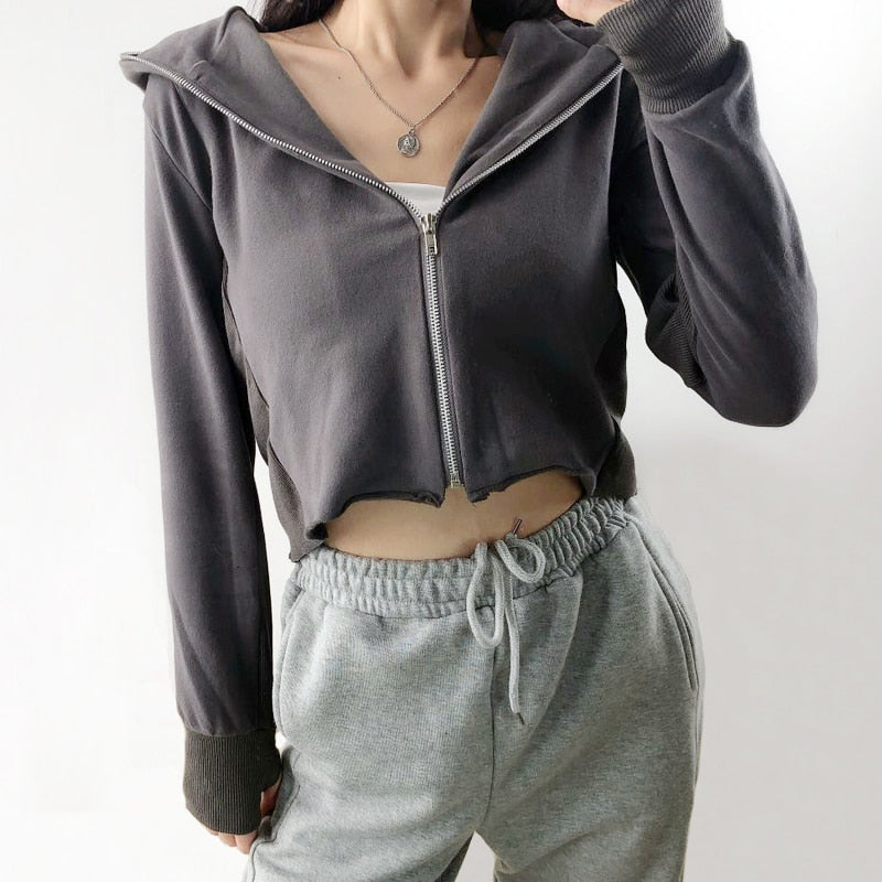 raw cut crop hoodie